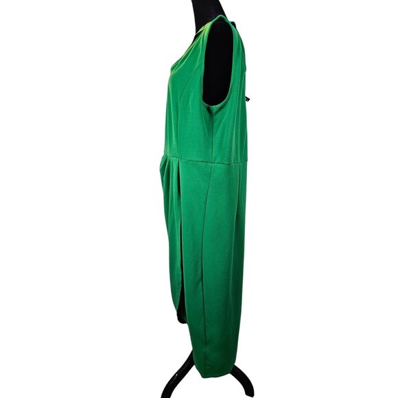 Elegant Green One-Shoulder Midi Dress Front Slit Womens Cocktail/Evening XXL - Picture 15 of 15